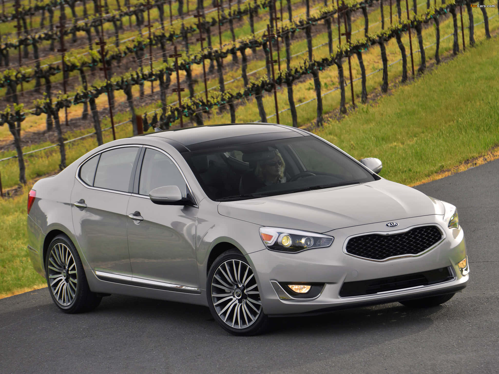 Kia Cadenza, sleek silver, winding road, Full HD Desktop Wallpaper