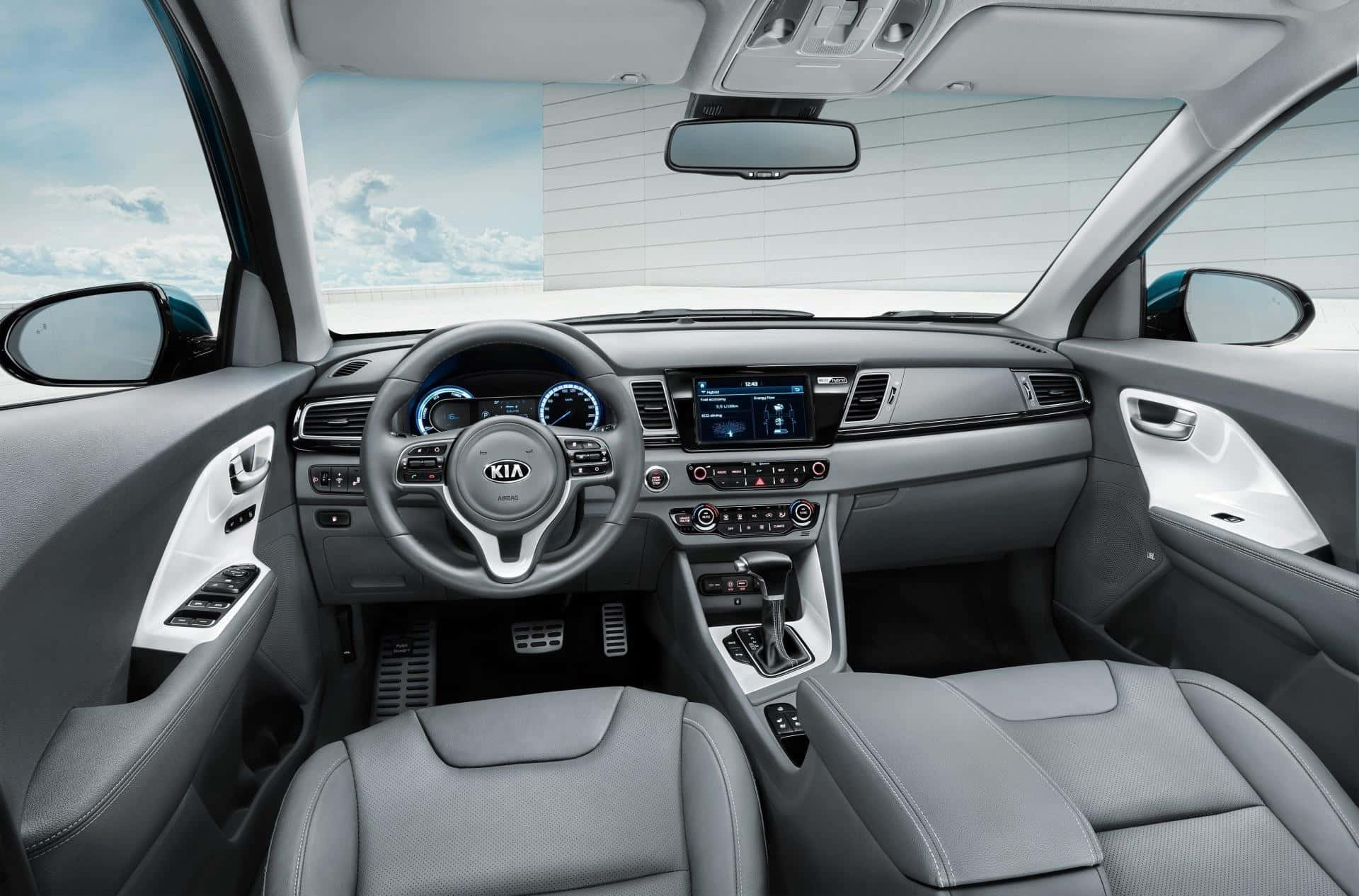 Kia Niro, gray leather seats, digital dashboard, Full HD Desktop Wallpaper