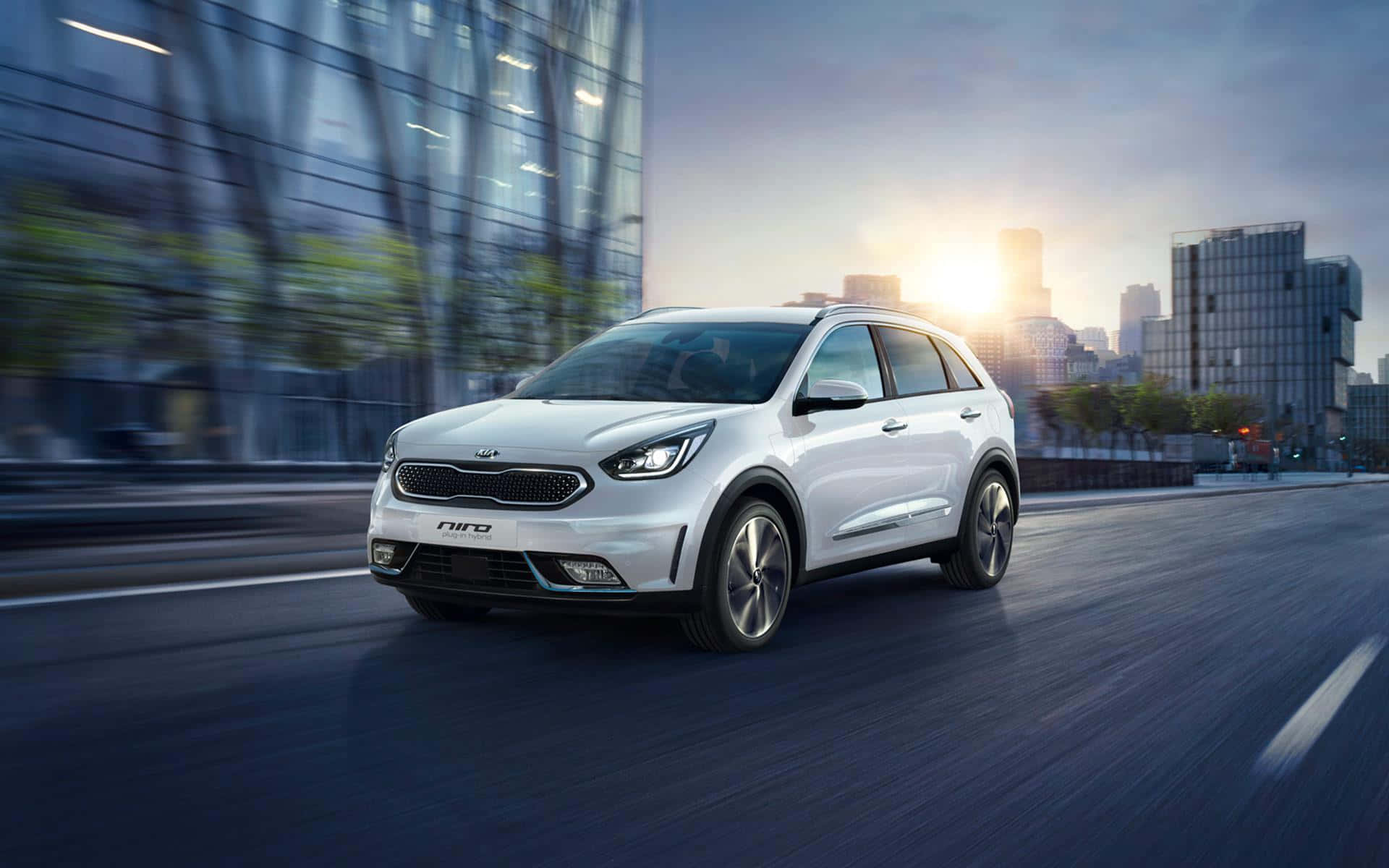 Kia Niro, white, city highway, Full HD Desktop Wallpaper