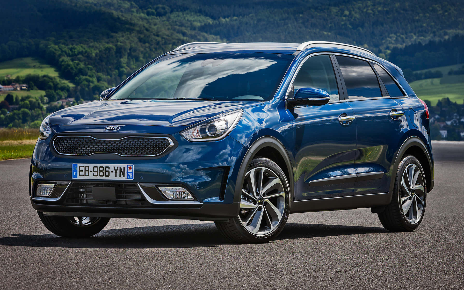 Kia Niro, blue, asphalt, Full HD Desktop Wallpaper