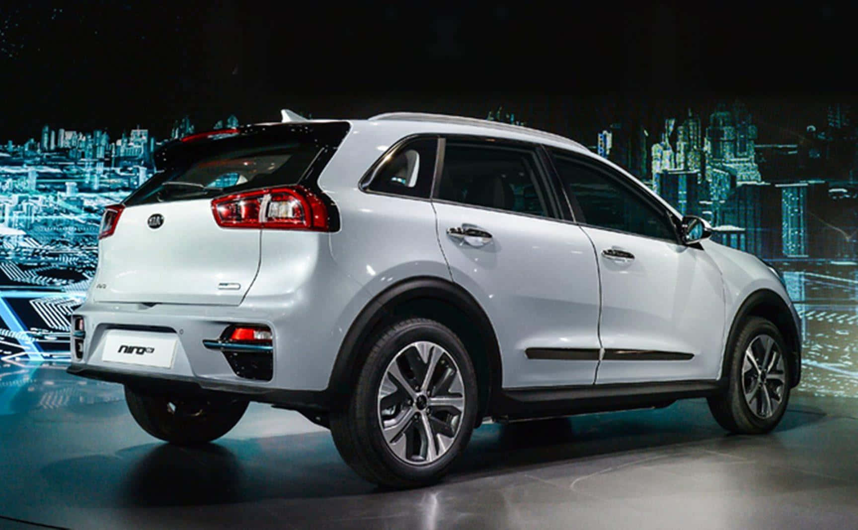 Kia Niro, silver, glossy stage, HD Desktop Wallpaper