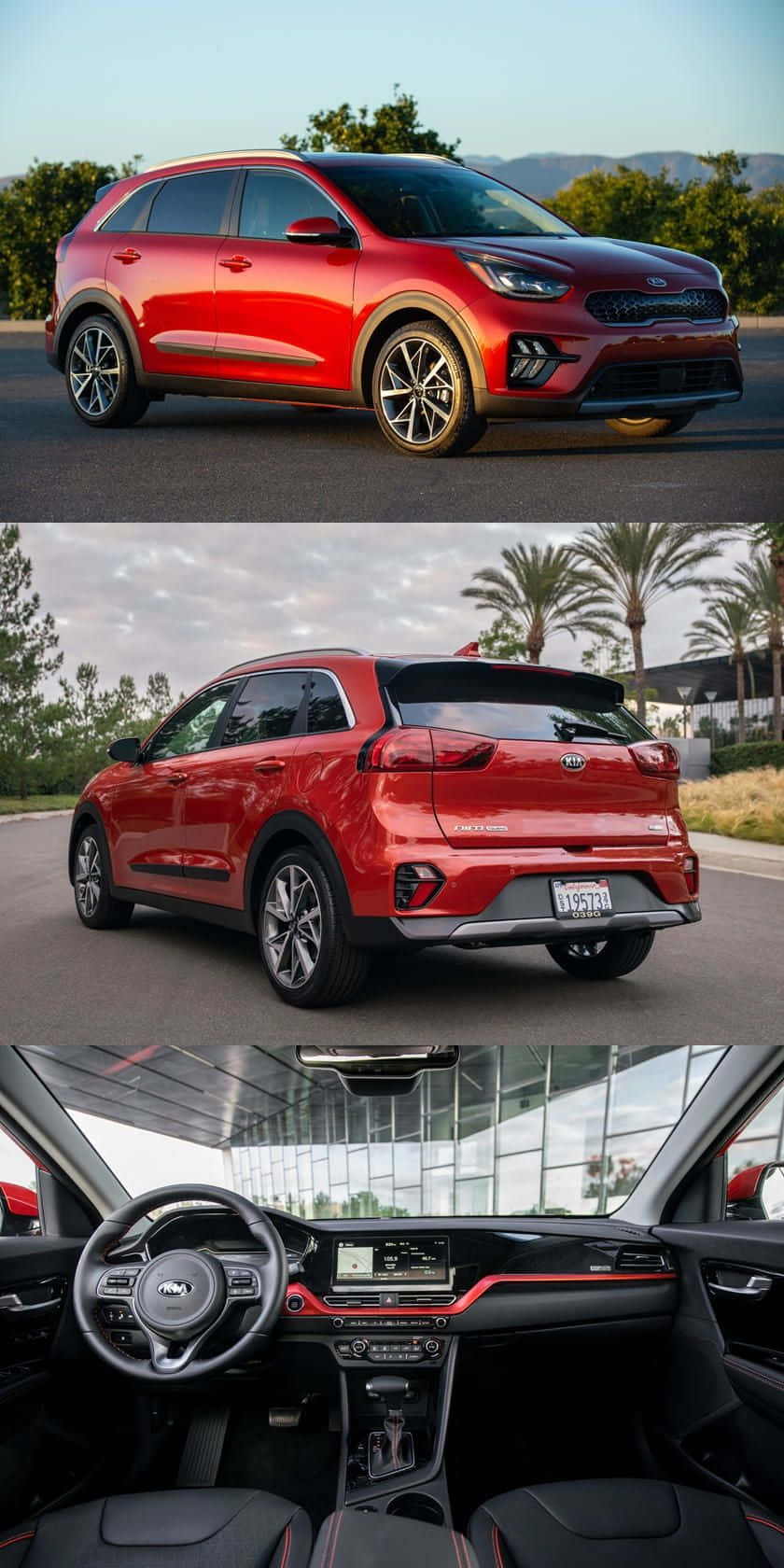 Kia Niro, vibrant red, exterior front side rear, HD Phone Wallpaper