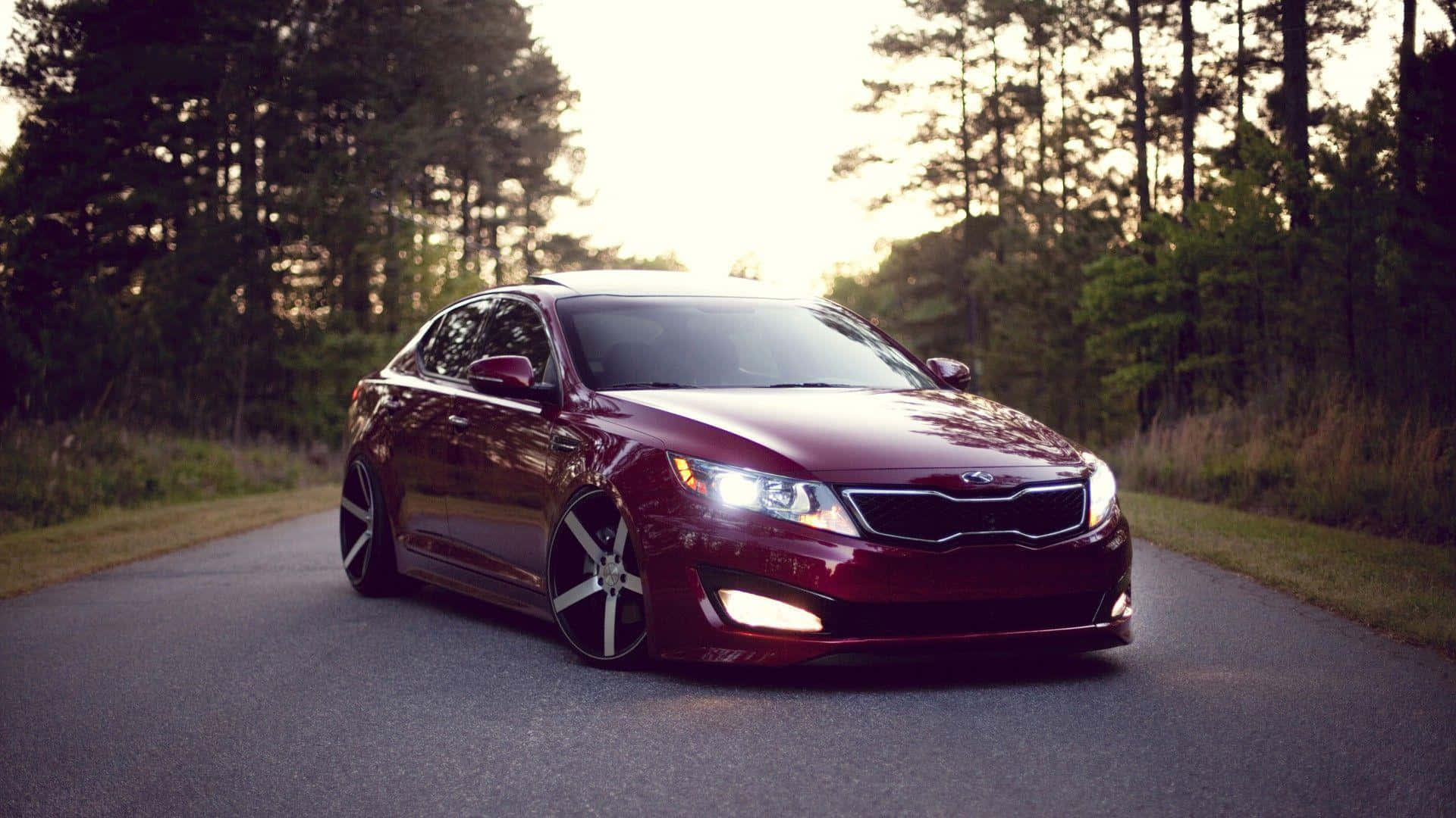 2020 Kia Optima, glossy maroon, custom wheels, Full HD Desktop Wallpaper