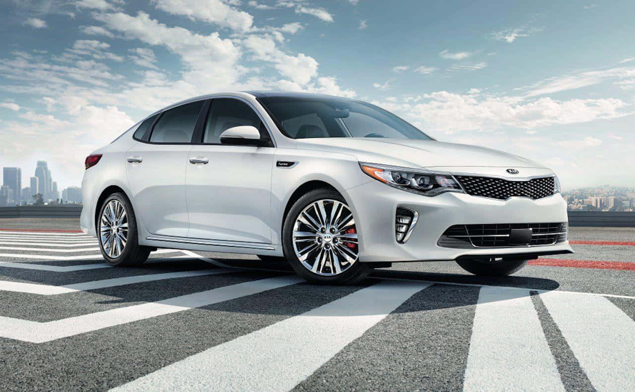 Kia Optima, white, city rooftop, HD Desktop Wallpaper