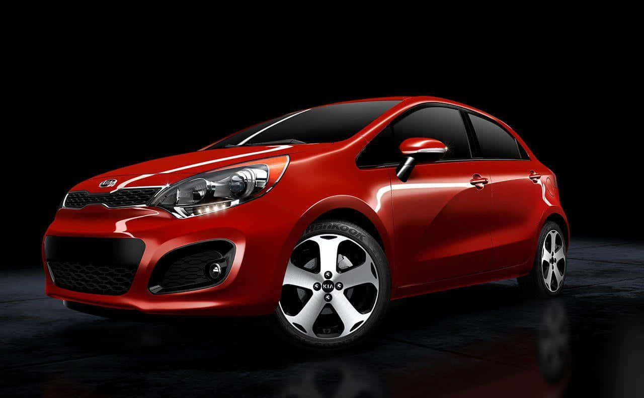Kia Rio, glossy red, silver rims, HD Desktop Wallpaper