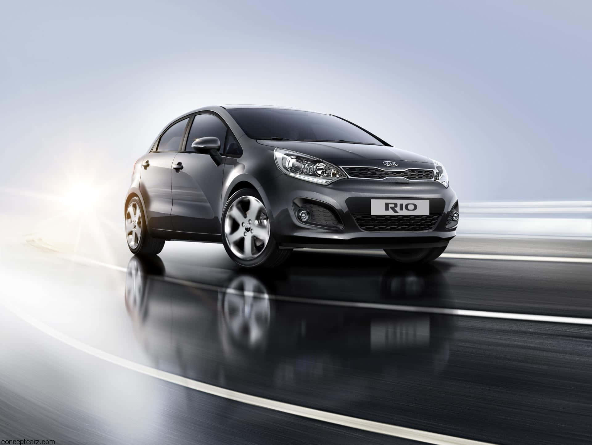 Kia Rio, sleek silver, evening cityscape, Full HD Desktop Wallpaper