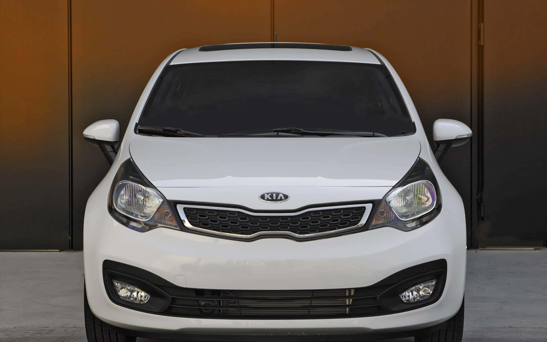 Kia Rio, pristine white, warm-toned industrial door, Full HD Desktop Wallpaper