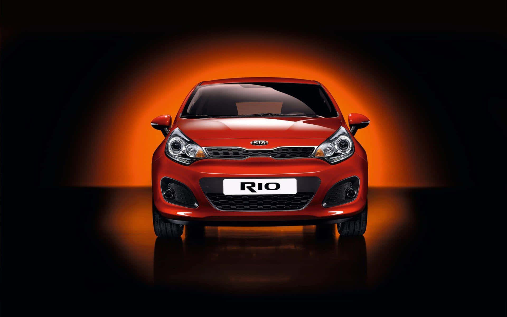 Kia Rio, red, glowing orange halo, Full HD Desktop Wallpaper