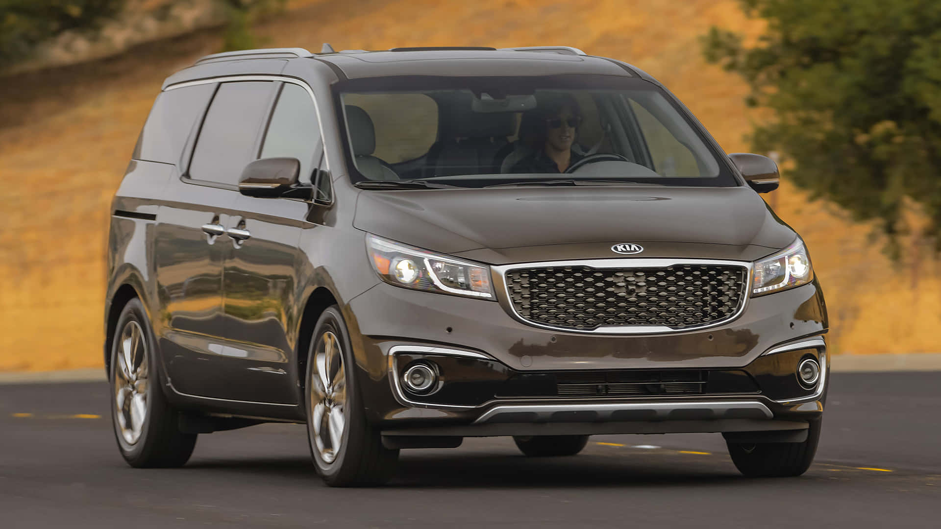 2022 Kia Sedona, dark gray, golden hillside, Full HD Desktop Wallpaper