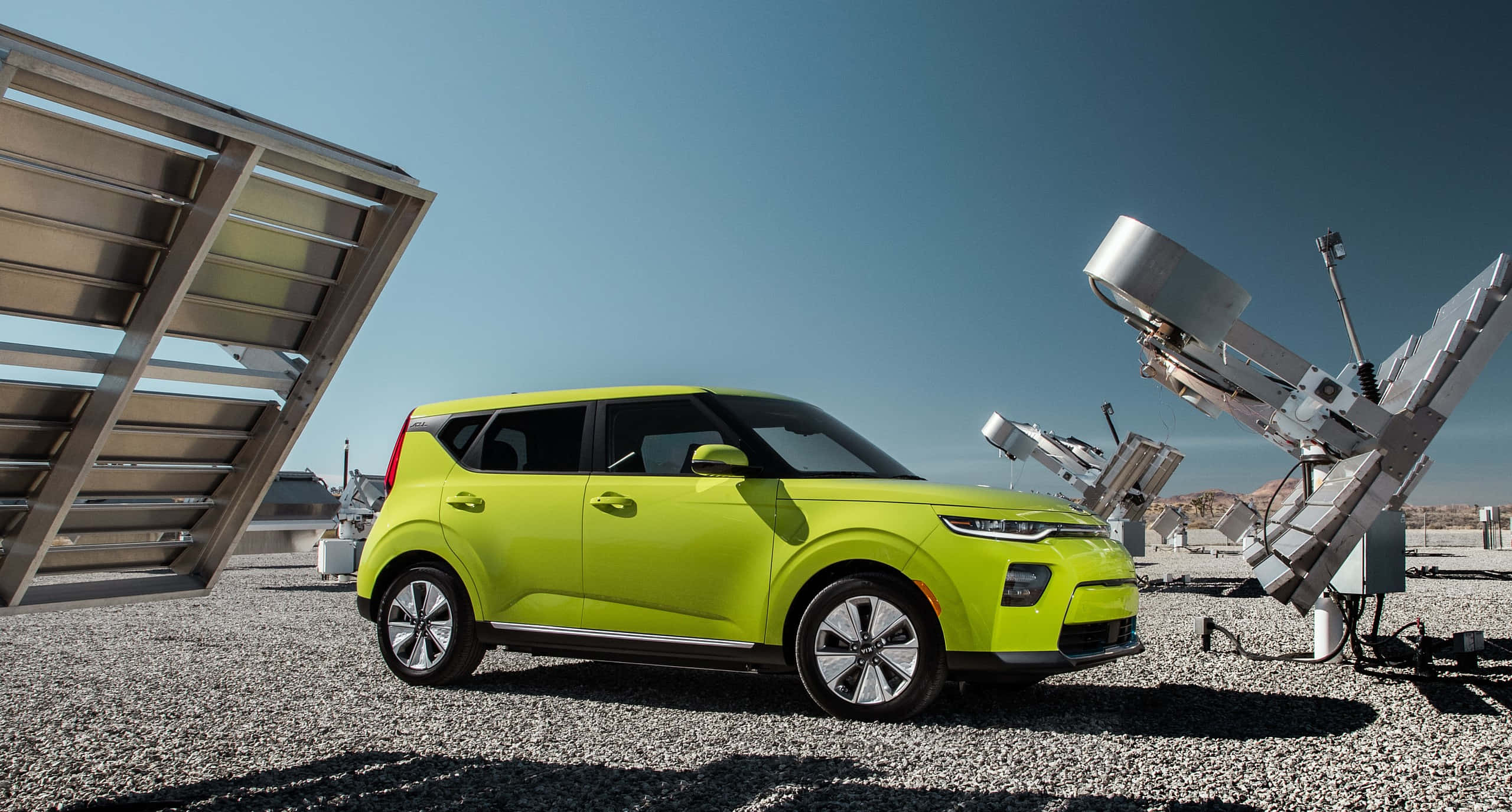 Kia Soul, lime green, gravel, 2K Desktop Wallpaper