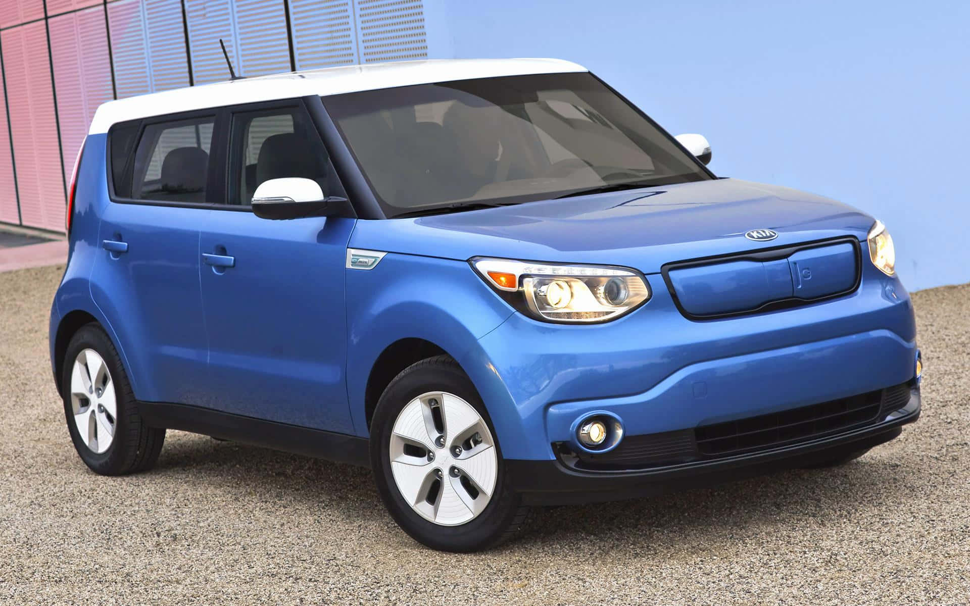 Kia Soul, vibrant blue, white roof, Full HD Desktop Wallpaper