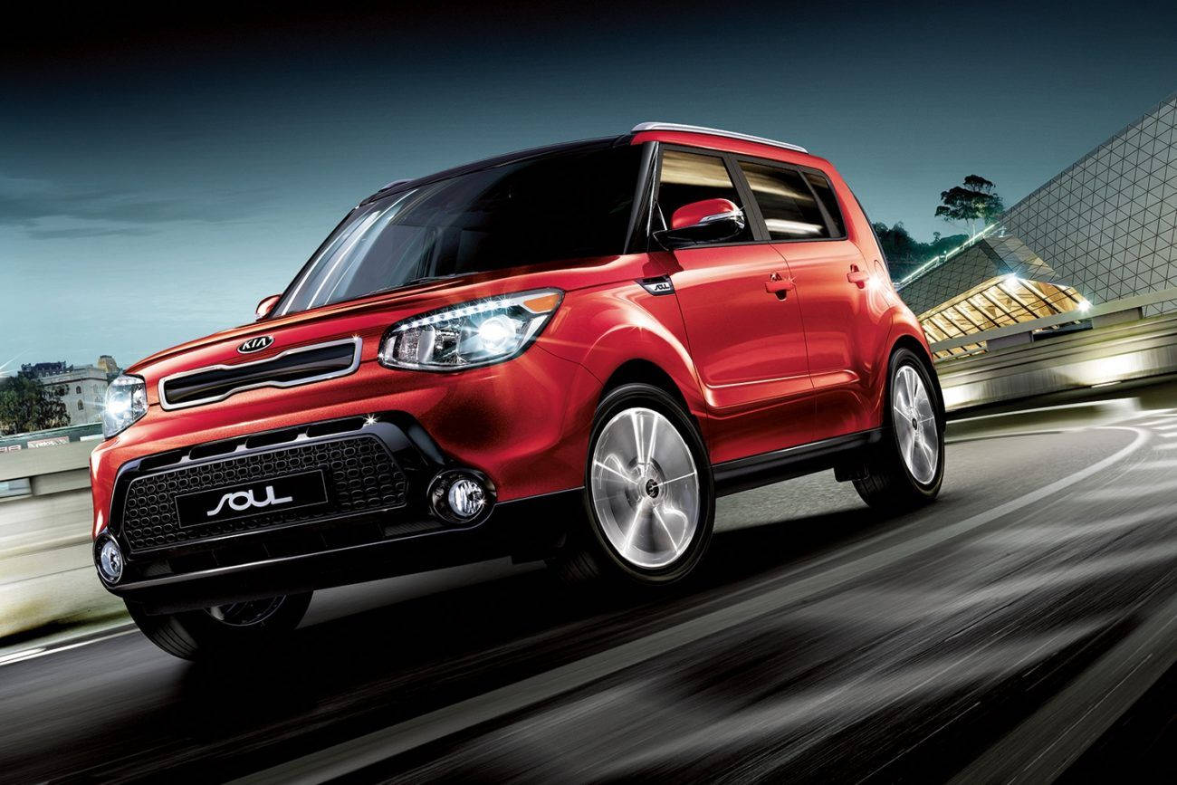 Kia Soul, vibrant red, twilight, HD Desktop Wallpaper