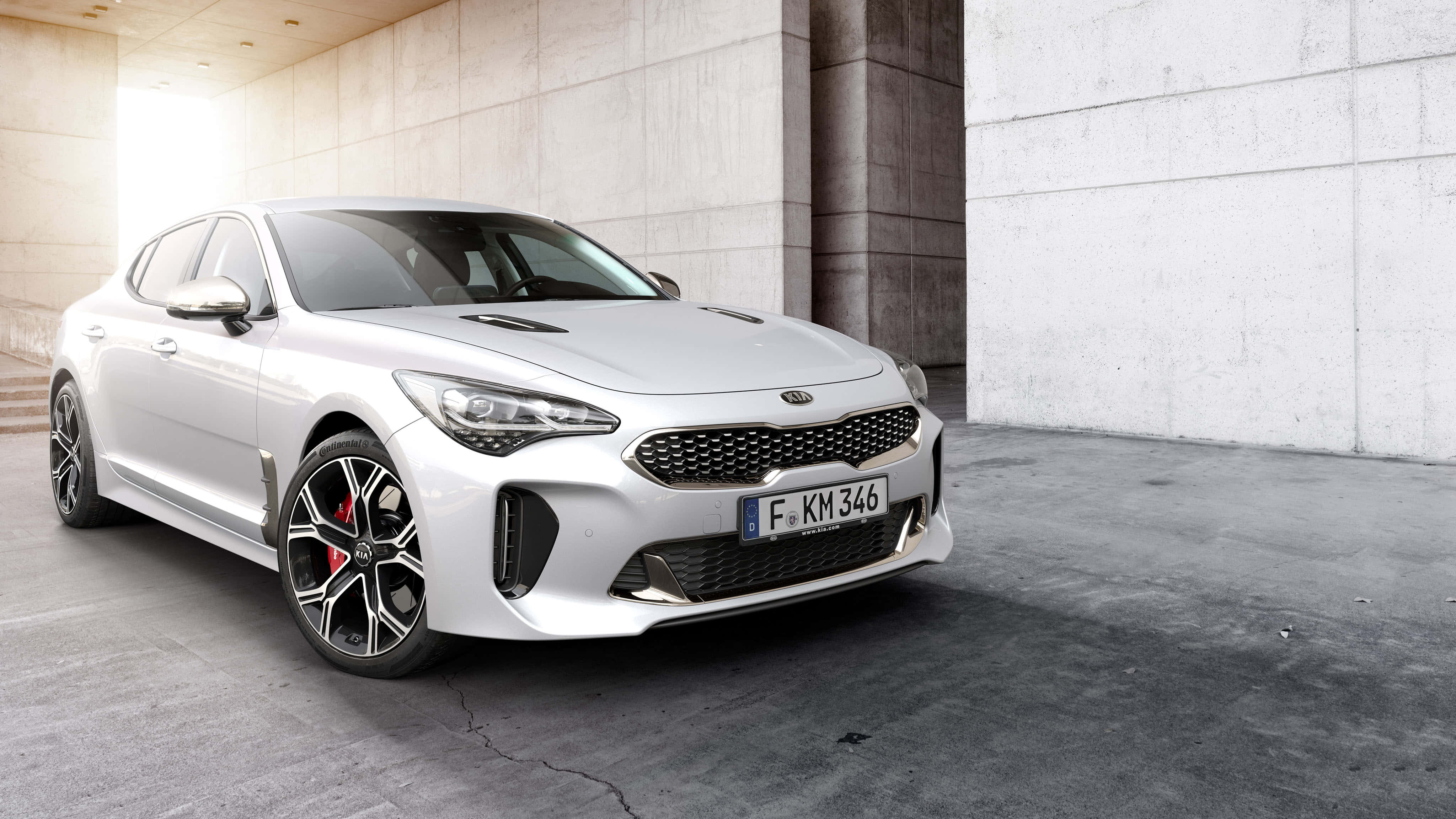 Kia Stinger, white, sports car, 4K Desktop Wallpaper