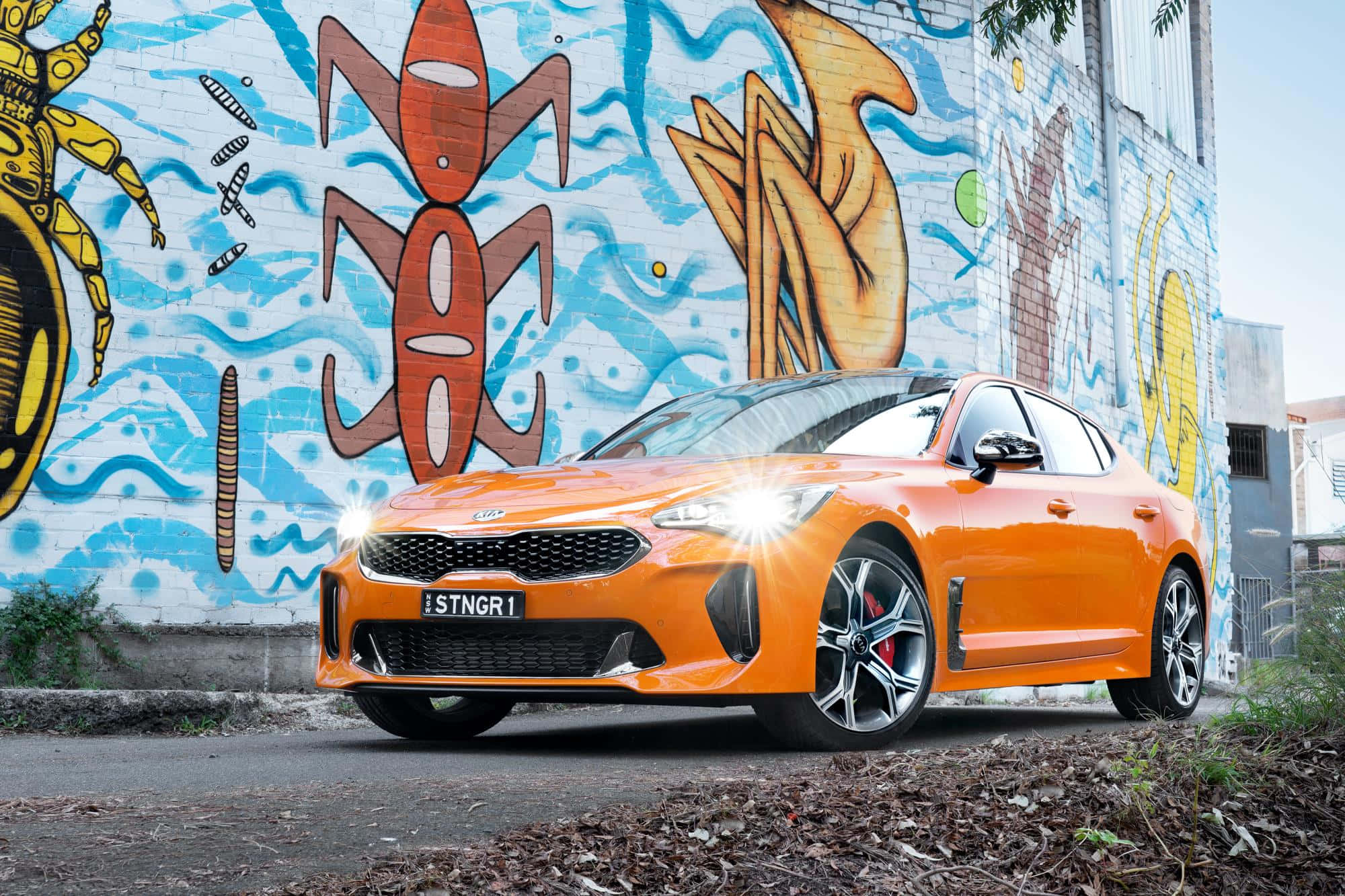 Kia Stinger, orange, daylight, Full HD Desktop Wallpaper
