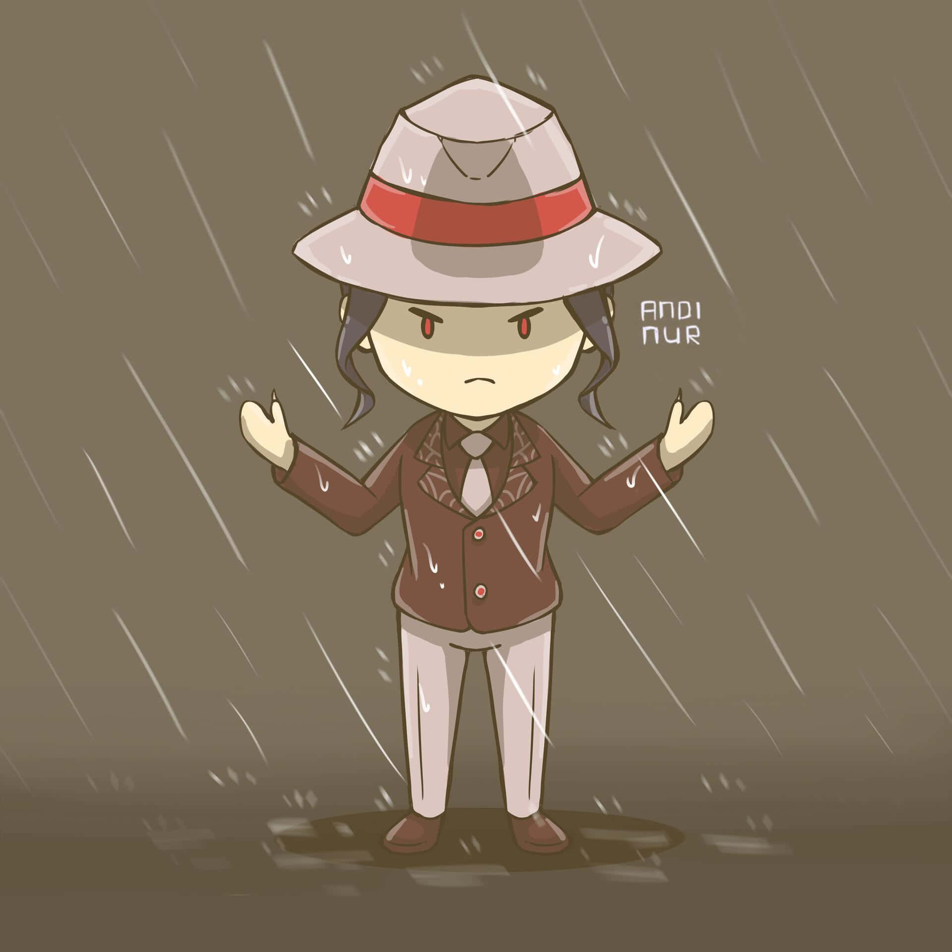 Kibutsuji Muzan, chibi, fedora, Full HD Desktop Wallpaper