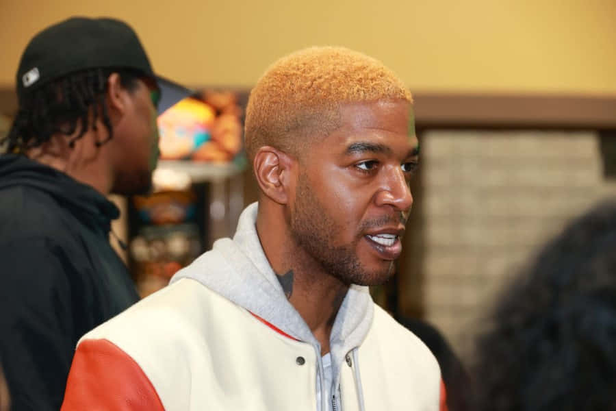 Kid Cudi, bleached blonde hair, white and red jacket, SD Desktop Wallpaper