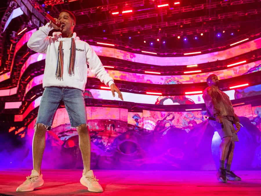 Kid Cudi, white hoodie, denim shorts, SD Desktop Wallpaper