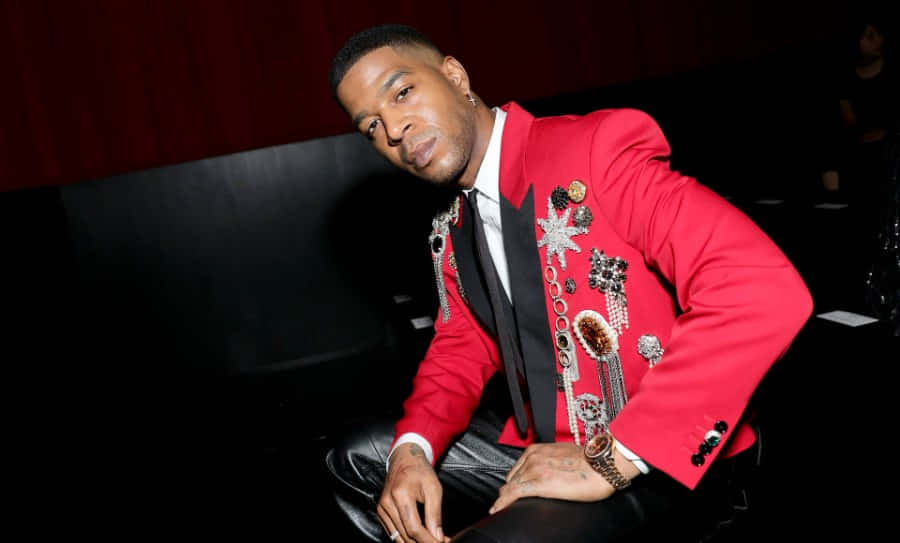 Kid Cudi, red jacket, black couch, SD Desktop Wallpaper