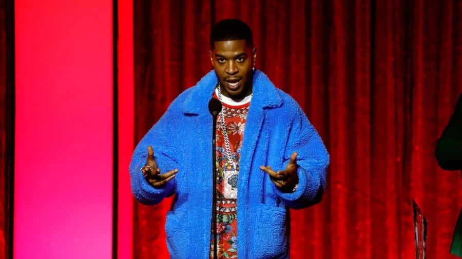 Kid Cudi, blue coat, bright blue fluffy coat, SD Desktop Wallpaper