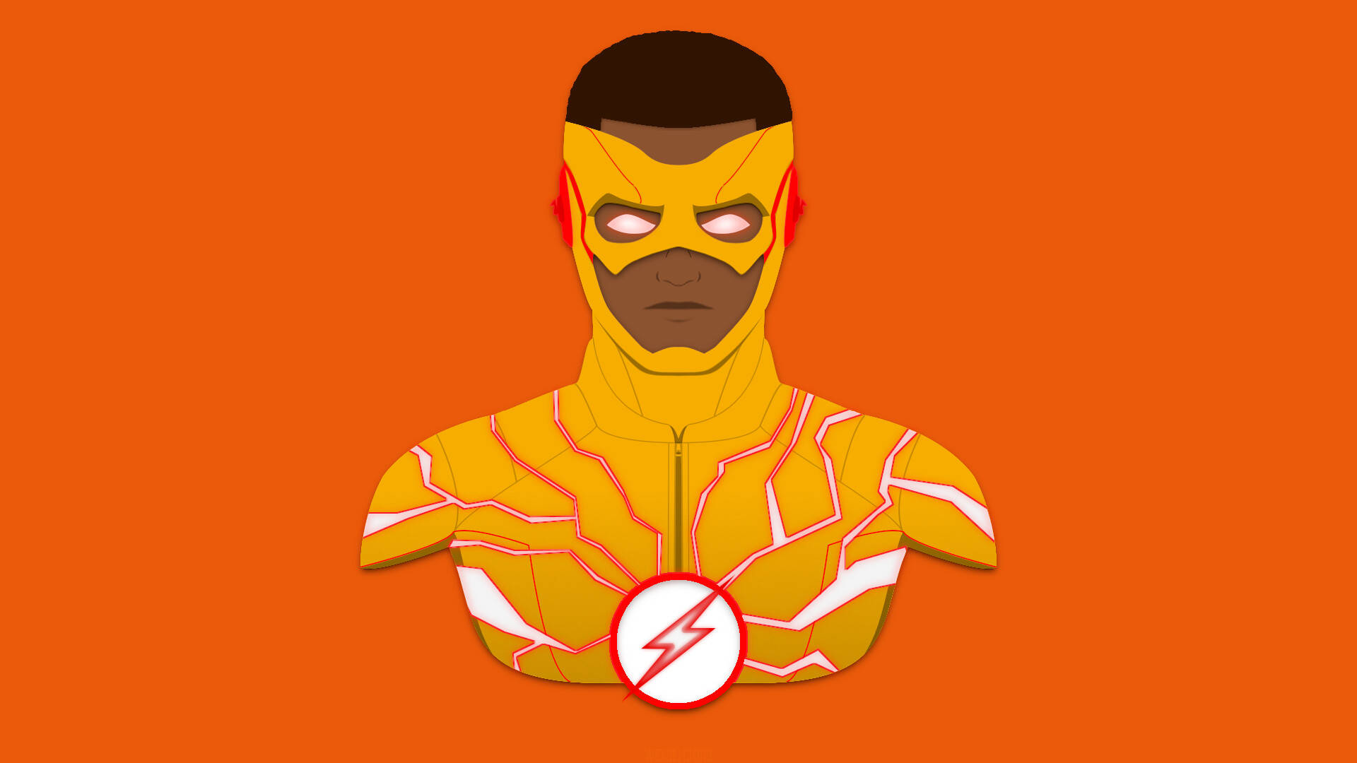 Kid Flash, yellow suit, red lightning bolts, Full HD Desktop Wallpaper
