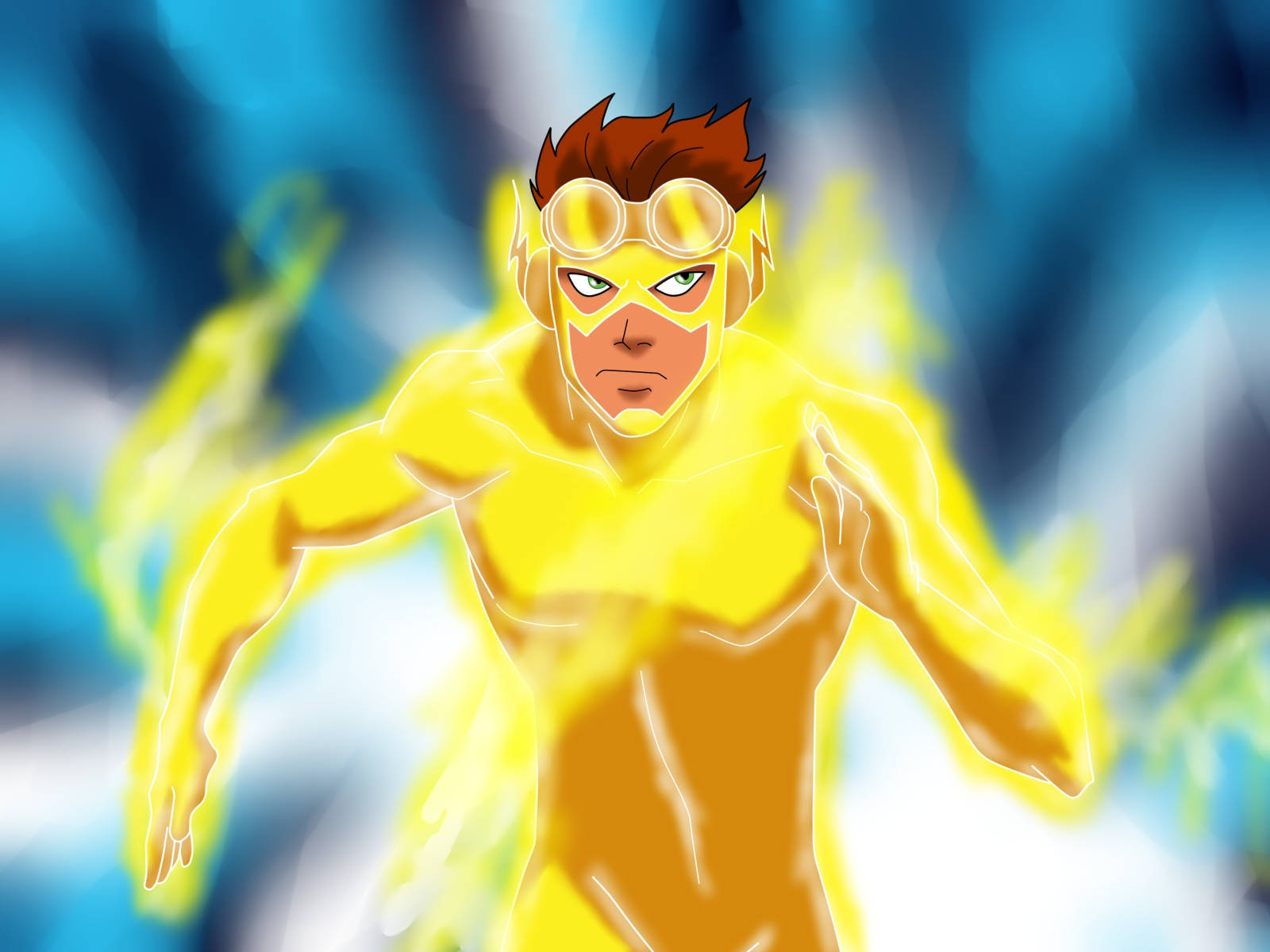Kid Flash, yellow-suited, goggles, HD Desktop Wallpaper