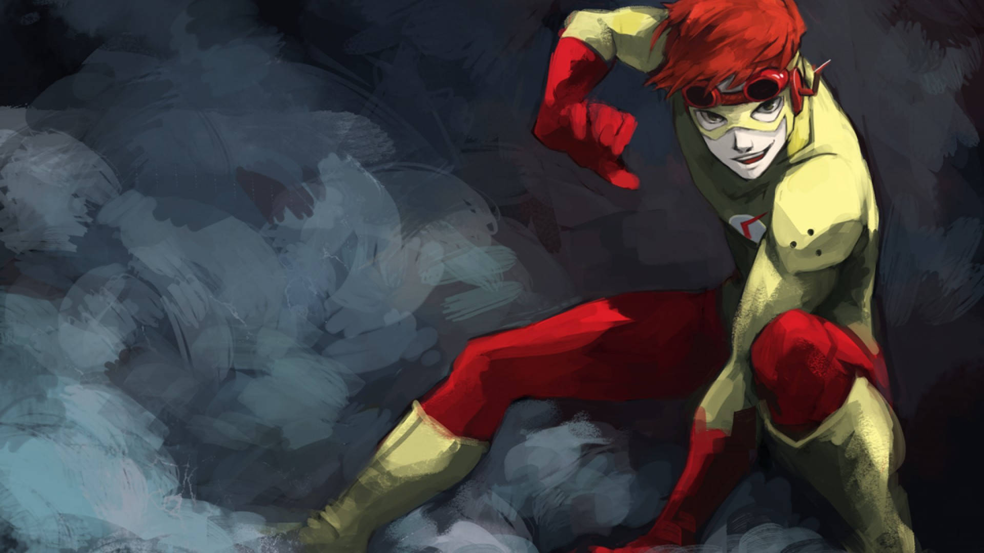 Kid Flash, red-haired, yellow and red suit, Full HD Desktop Wallpaper