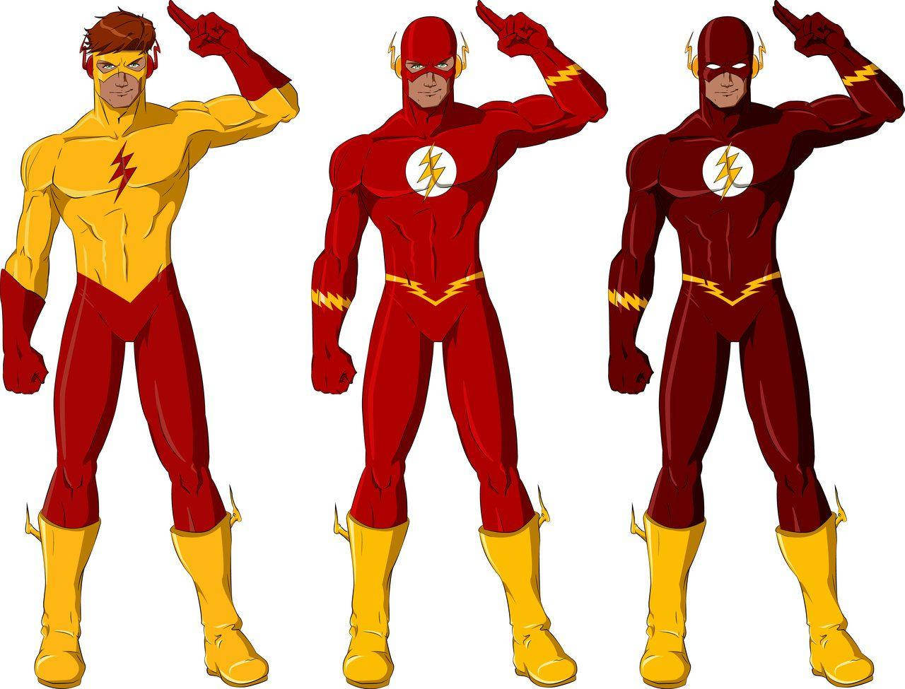 Kid Flash, The Flash, red yellow and dark red suits, HD Desktop Wallpaper