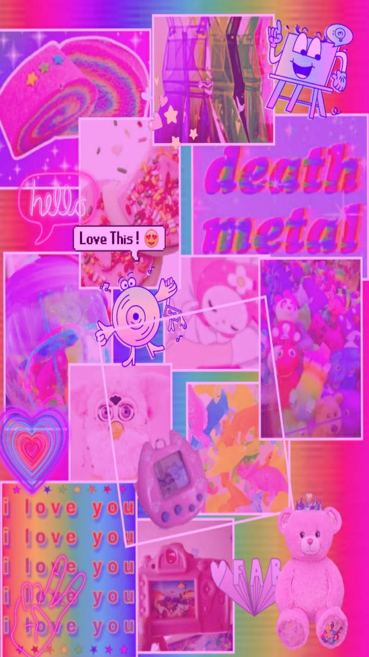 kidcore, pink, rainbow, HD Phone Wallpaper