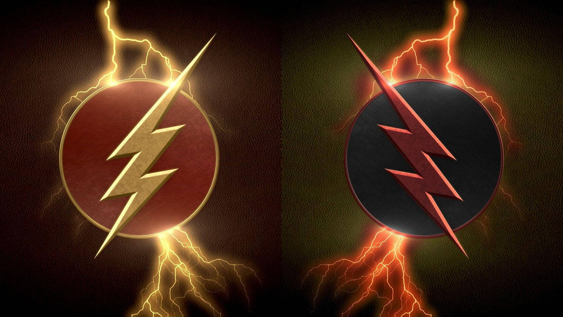 Kid Flash, gold on red, red on black, Full HD Desktop Wallpaper