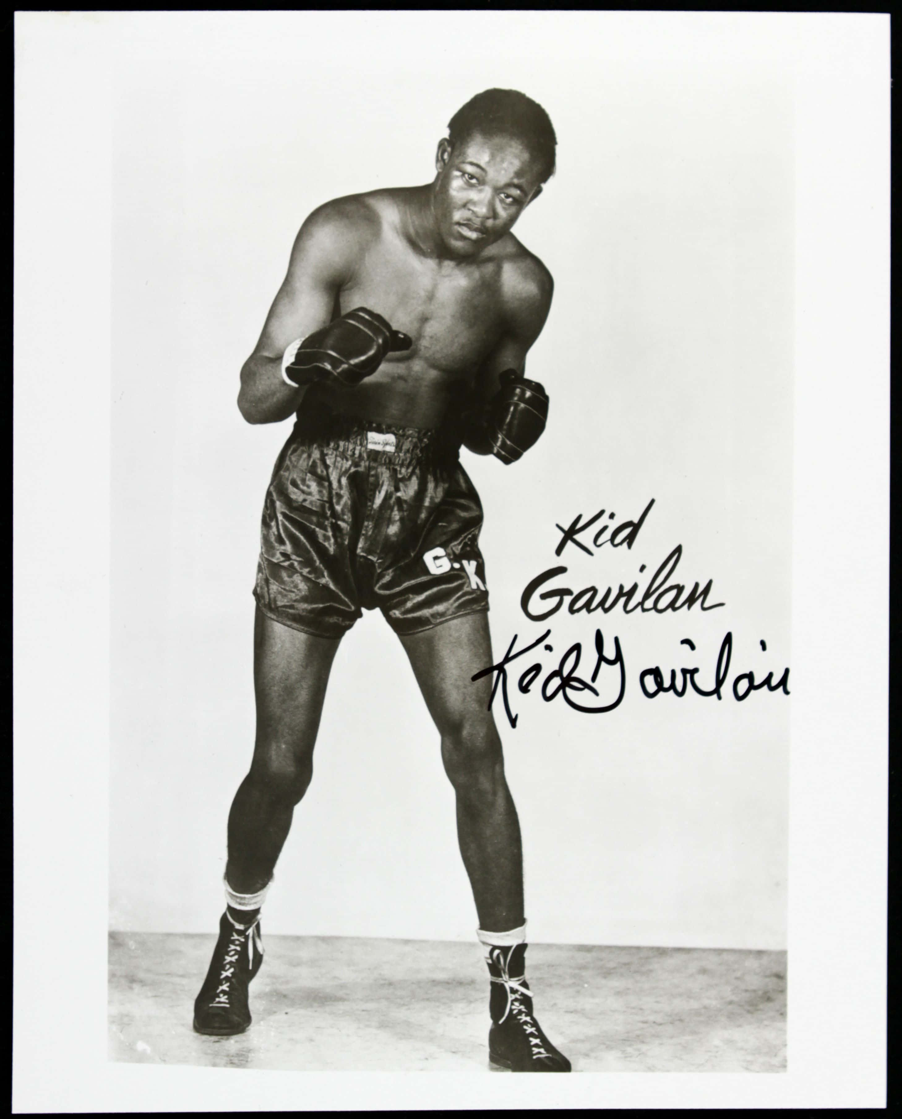 Kid Gavilan, black and white portrait, fighting stance, 2K Phone Wallpaper