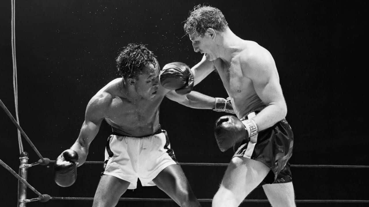 Kid Gavilan, boxers, gritty black and white ring, HD Desktop Wallpaper