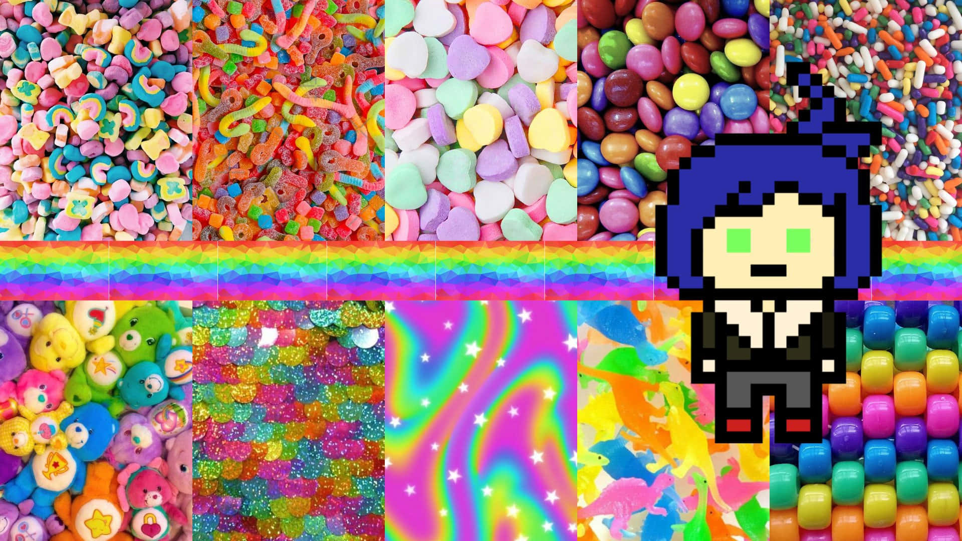 Kidcore, Rainbow Kidcore Pc, rainbow stripes, Full HD Desktop Wallpaper