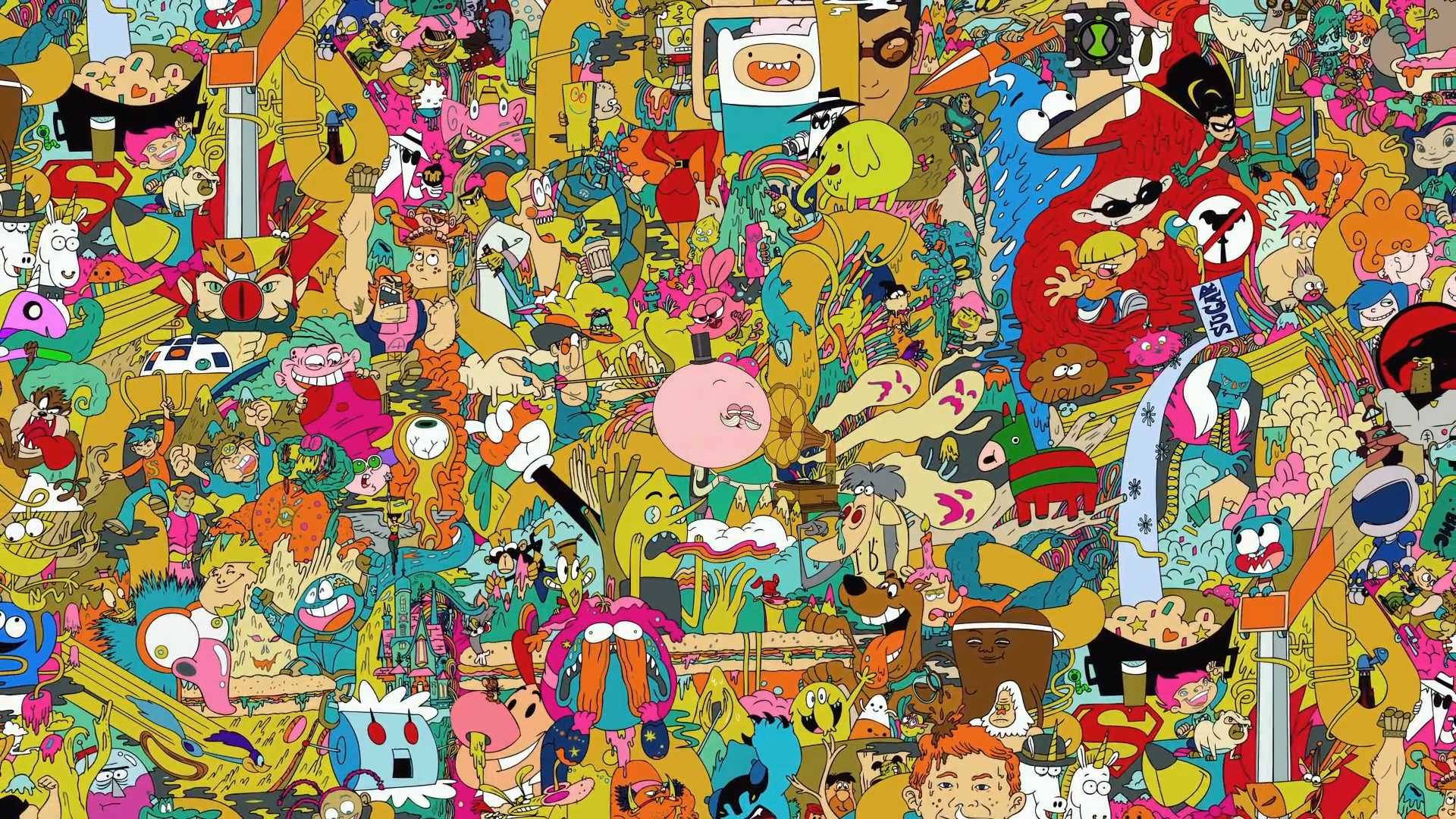 Kidcore Desktop, cartoon characters, animated shows, Full HD Desktop Wallpaper