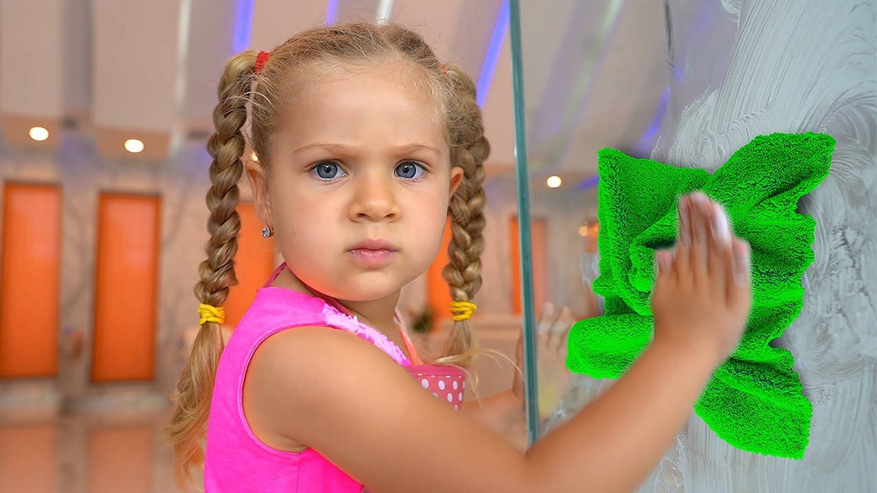 Kids Diana Show, braided hair, bright green cloth, HD Desktop Wallpaper