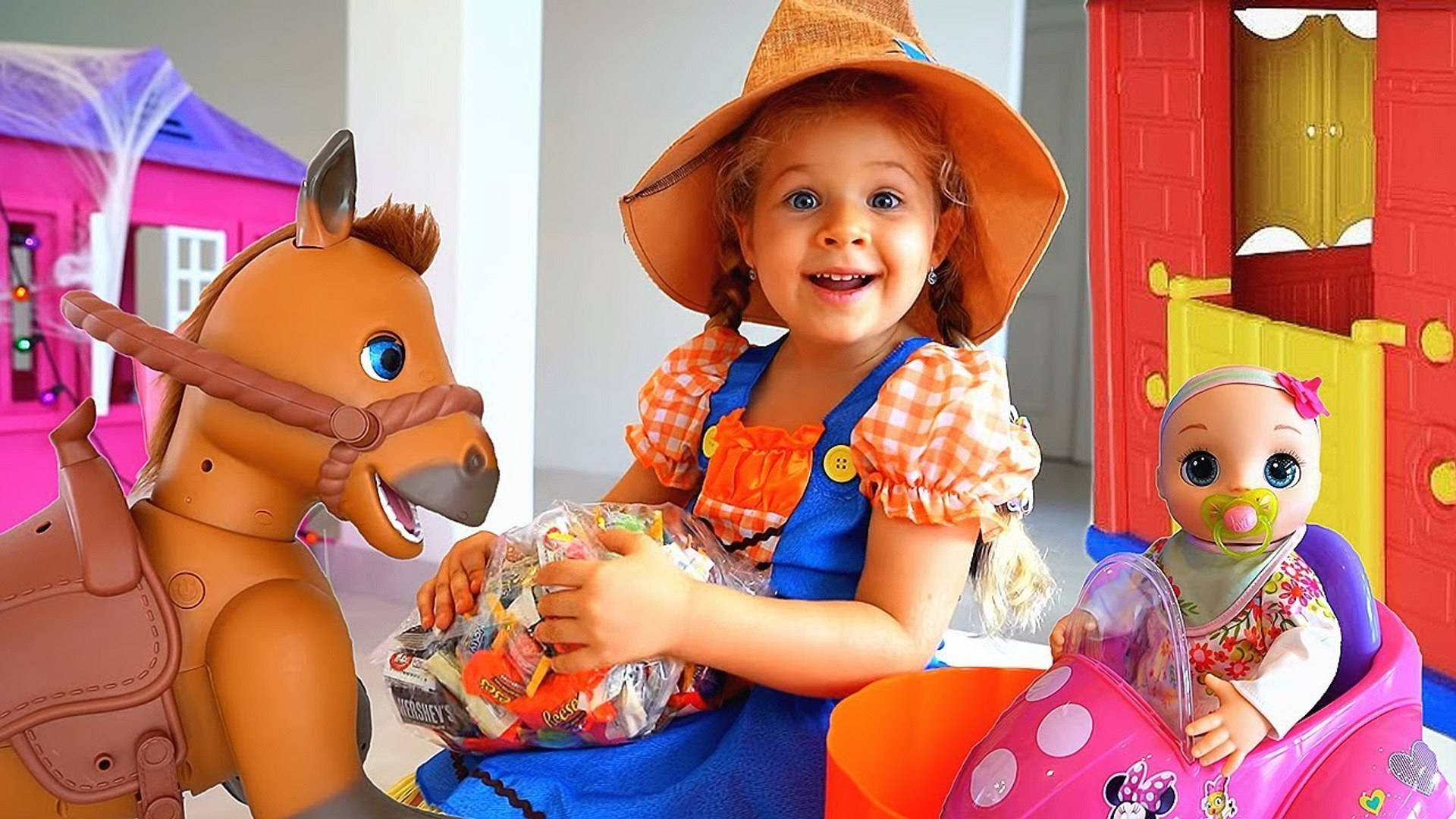 Kids Diana Show, cowboy hat, candy, Full HD Desktop Wallpaper