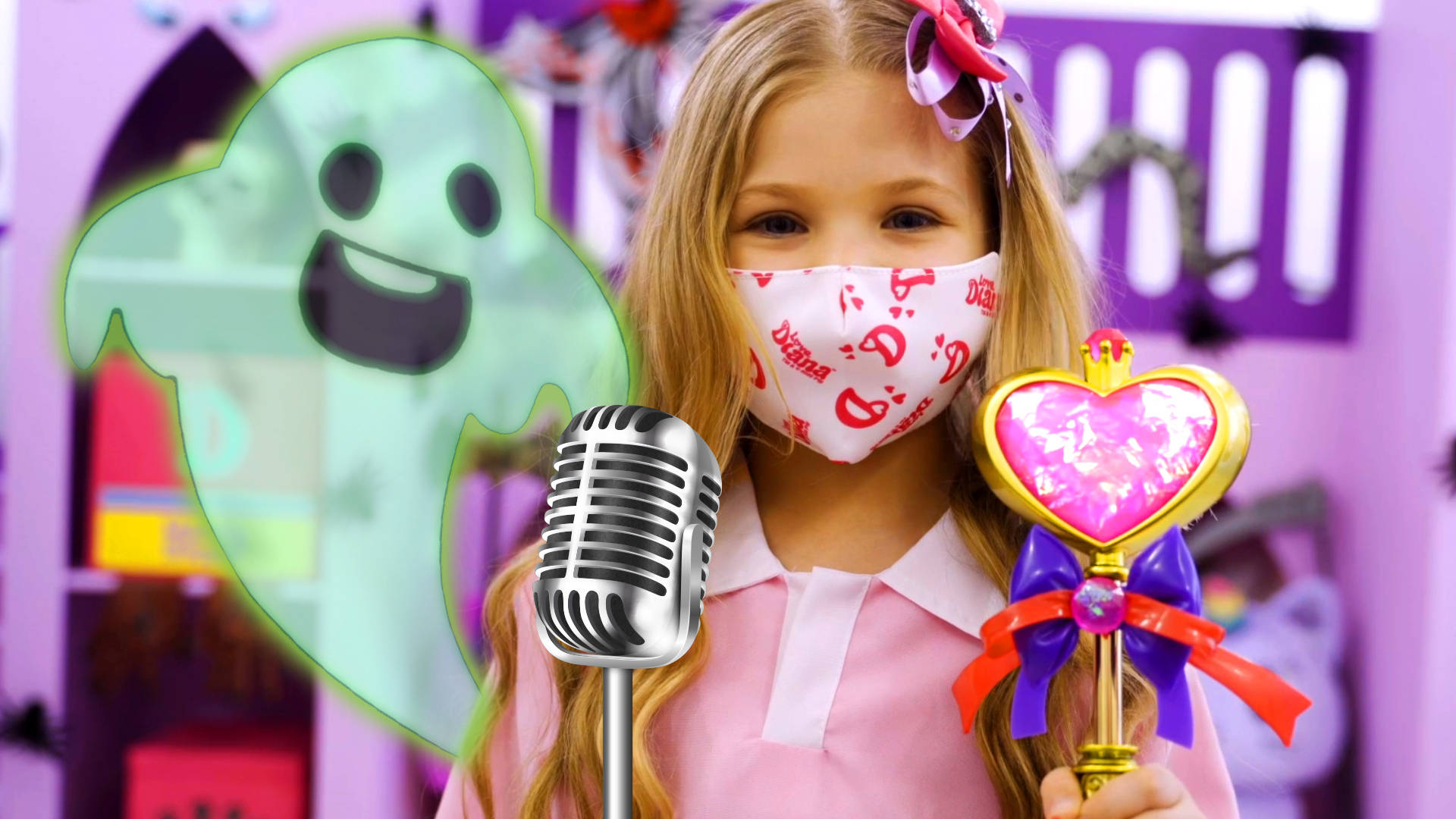 Kids Diana Show, pink outfit, face mask, Full HD Desktop Wallpaper