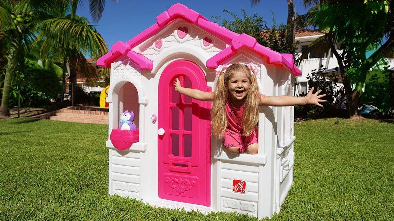 Kids Diana Show, playhouse, pink and white plastic playhouse, HD Desktop Wallpaper