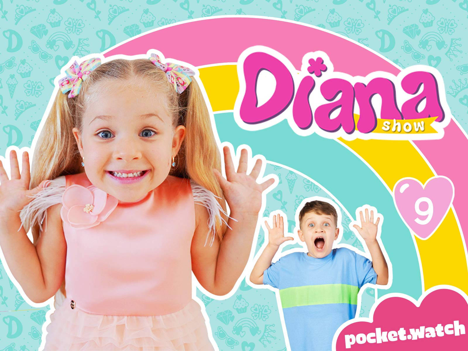 Kids Diana Show, rainbow backdrop, cartoon sweets, HD Desktop Wallpaper