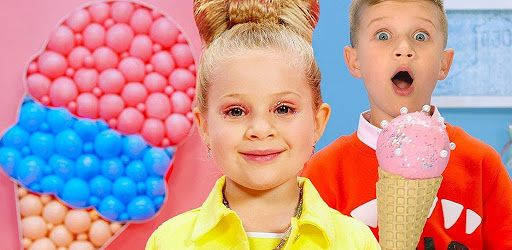 Kids Diana Show, giant colorful bubble ice cream cones, surprised expressions, SD Desktop Wallpaper