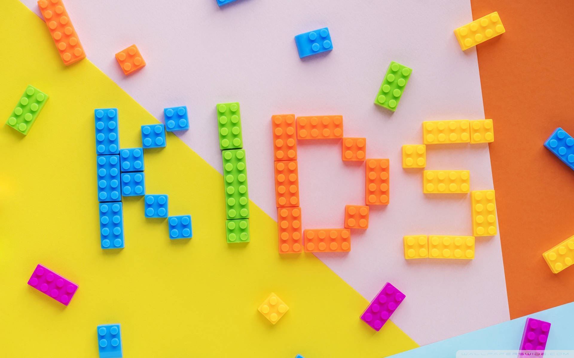 Kids, colorful lego, yellow, Full HD Desktop Wallpaper