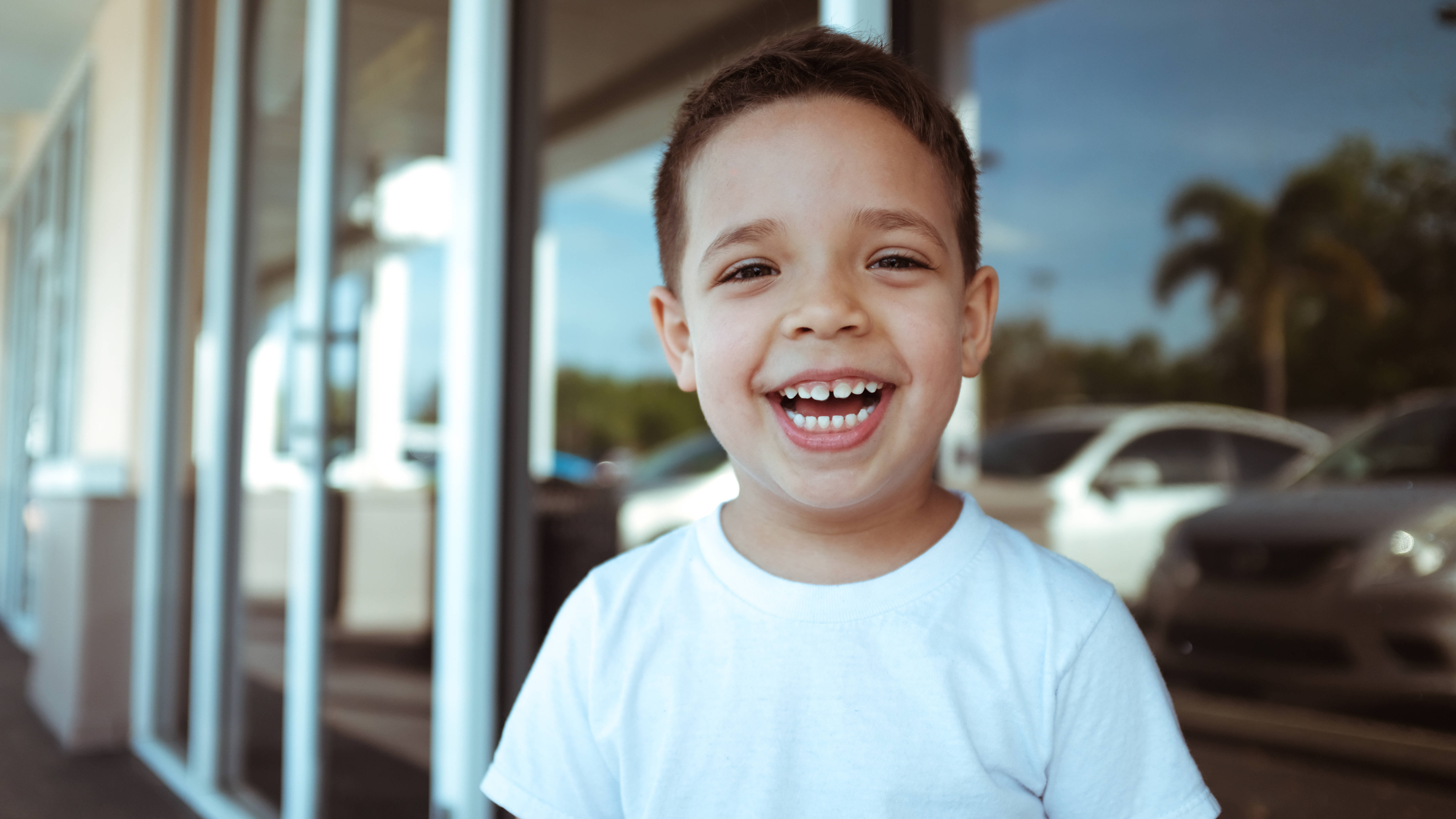 kids playground, glass storefront, cars, 5K Desktop Wallpaper