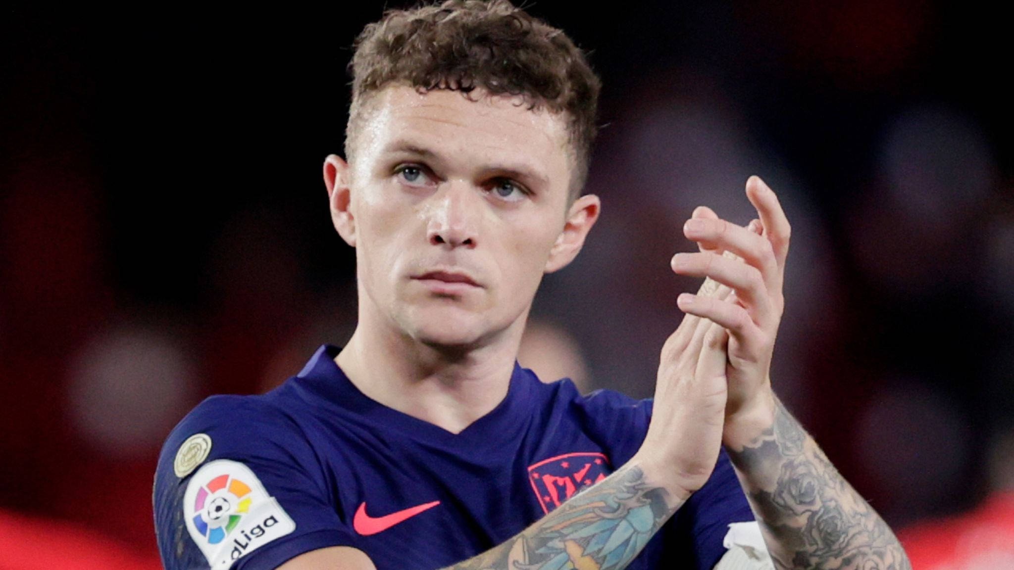 Kieran Trippier, blue jersey, tattoos, Full HD Desktop Wallpaper