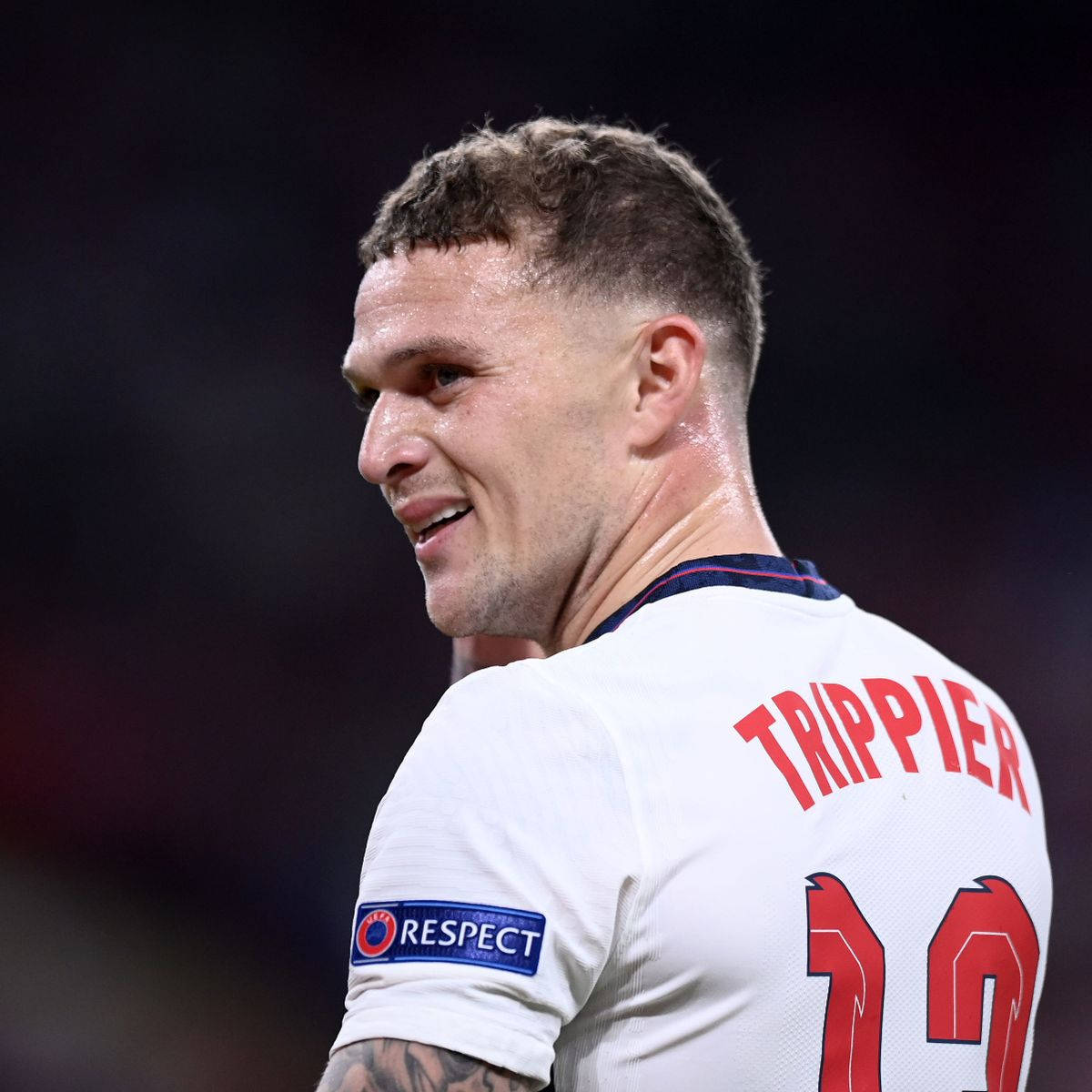 Kieran Trippier, white jersey, red number 12, SD Desktop Wallpaper