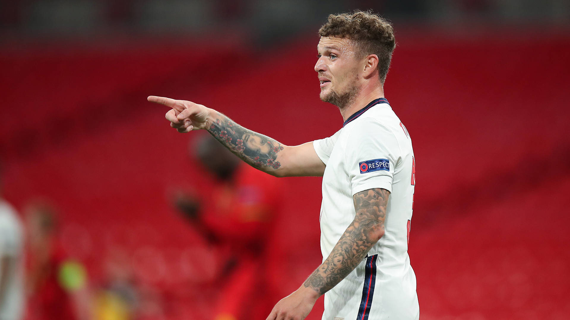 Kieran Trippier, white jersey, tattooed arm, Full HD Desktop Wallpaper