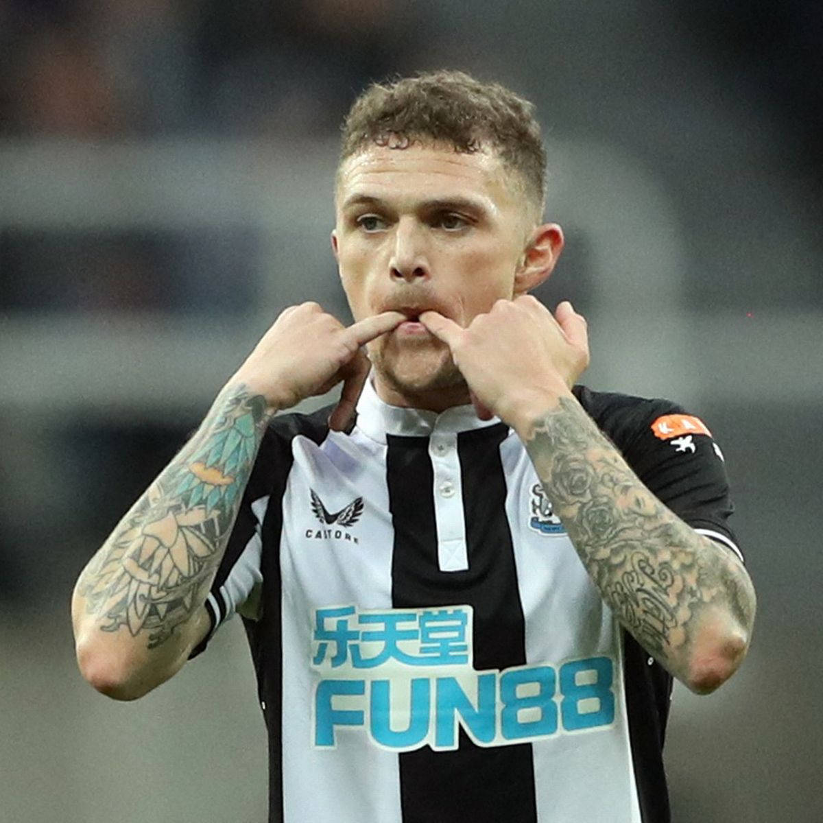 Kieran Trippier, black and white striped jersey, tattooed footballer, SD Desktop Wallpaper