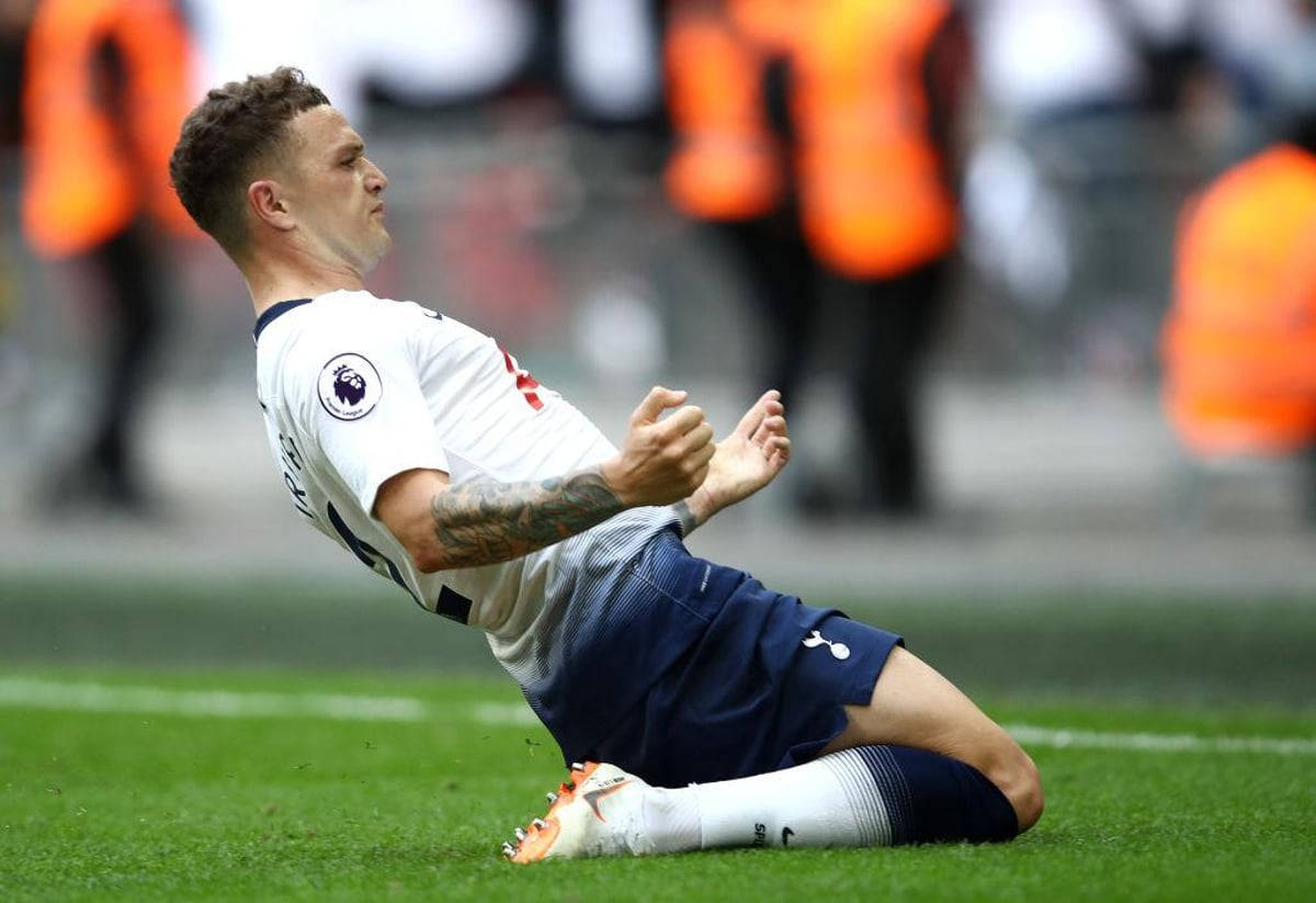 Kieran Trippier, white jersey, vibrant green grass, SD Desktop Wallpaper