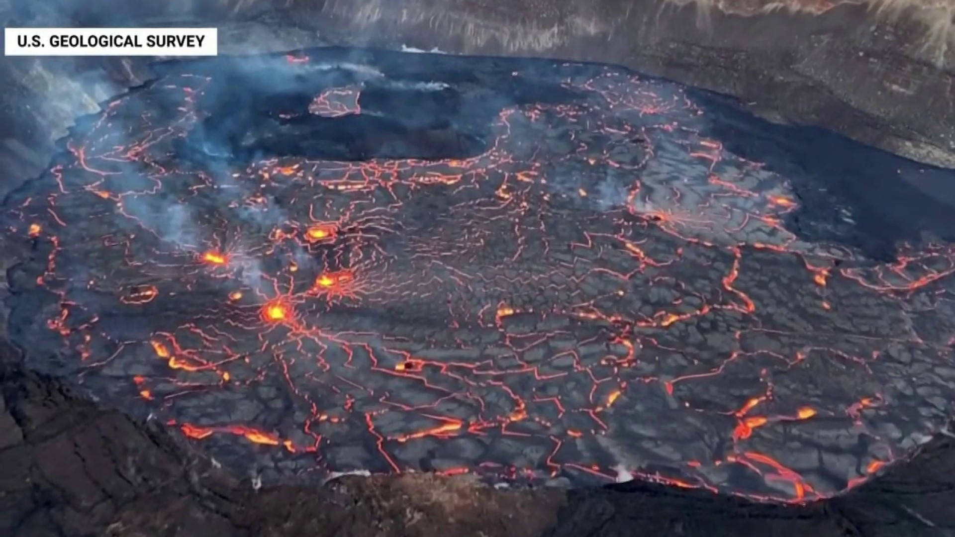 Kilauea Volcano, glowing orange lava, dark cracked earth, Full HD Desktop Wallpaper