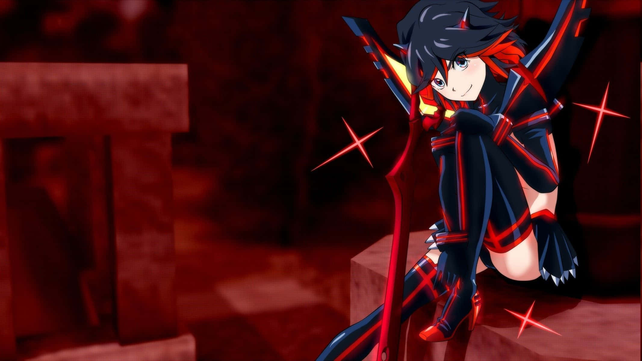 Kill La Kill Senketsu, black hair, red accents, Full HD Desktop Wallpaper