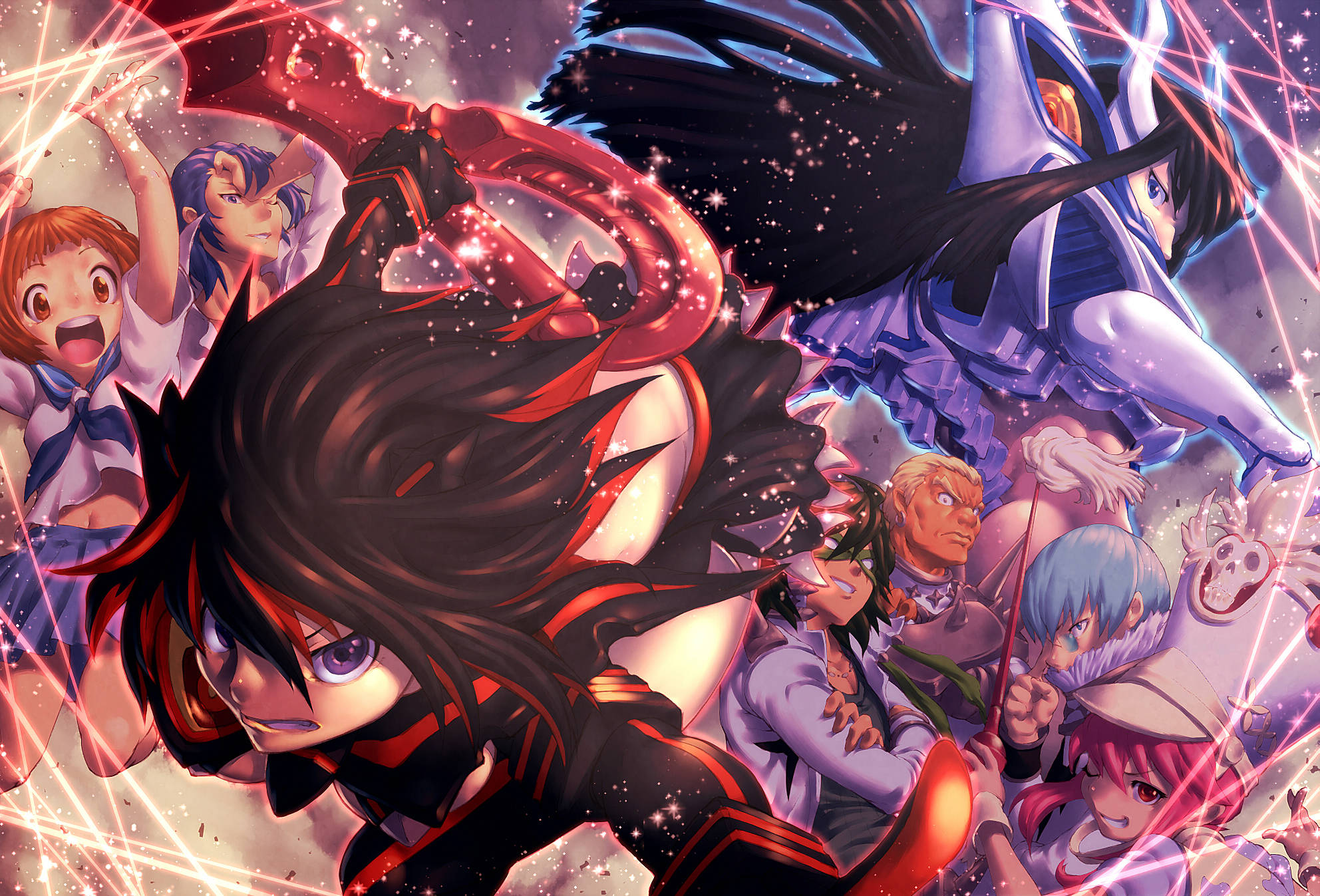 Kill La Kill, red, purple, Full HD Desktop Wallpaper