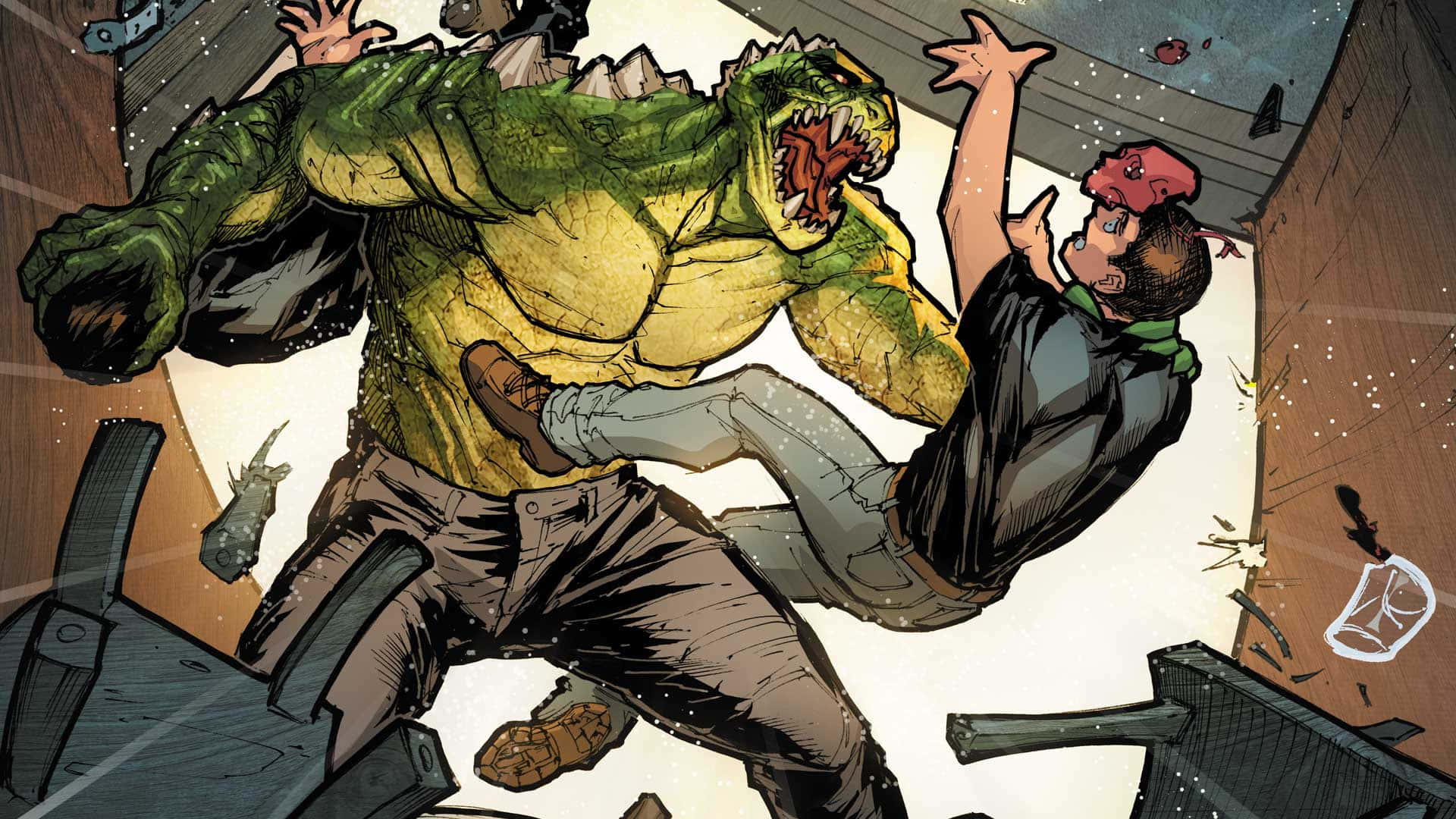 Killer Croc, green-skinned, monstrous humanoid, Full HD Desktop Wallpaper
